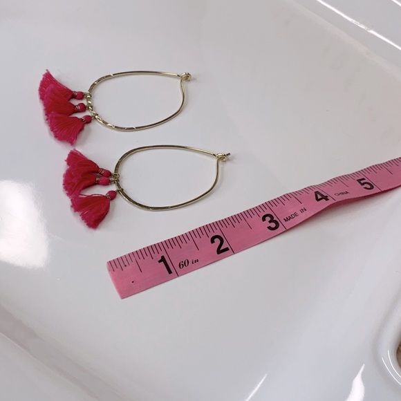 Pink Boho Fringe Earrings - Picture 2 of 2